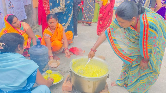 FCHVs of Palhinadan_5 Bishnupura preparing Posilo Jaulo